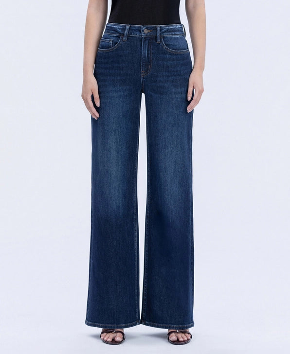Olivia Super High Rise Full Length Dark Wash Wide Jean