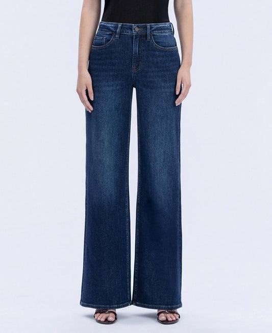 Olivia Super High Rise Full Length Dark Wash Wide Jean