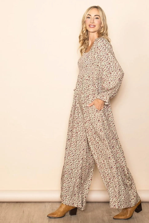 Super Comfy Extra Wide Leg Floral Jumper Jumpsuit
