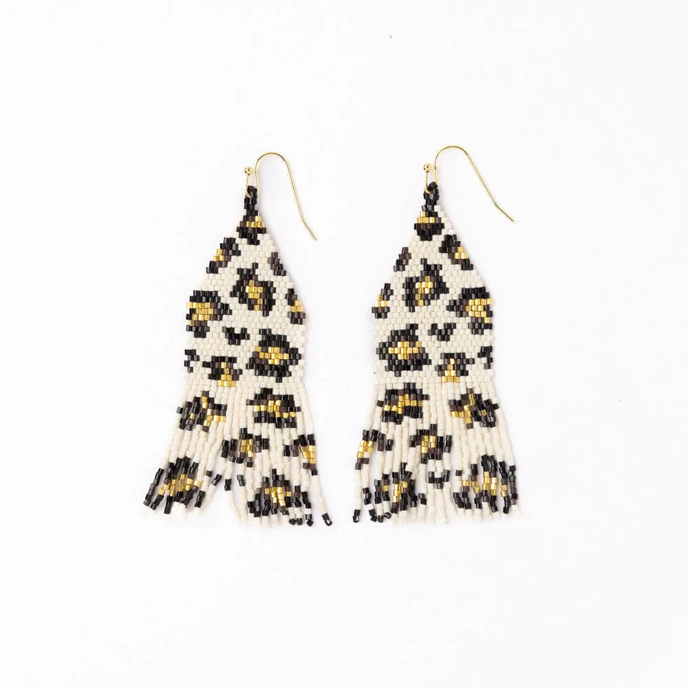 Ink Alloy Beaded Fringe Dangle Earrings
