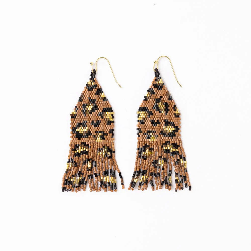 Ink Alloy Beaded Fringe Dangle Earrings