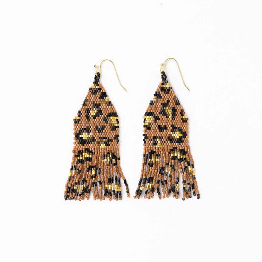 Ink Alloy Beaded Fringe Dangle Earrings