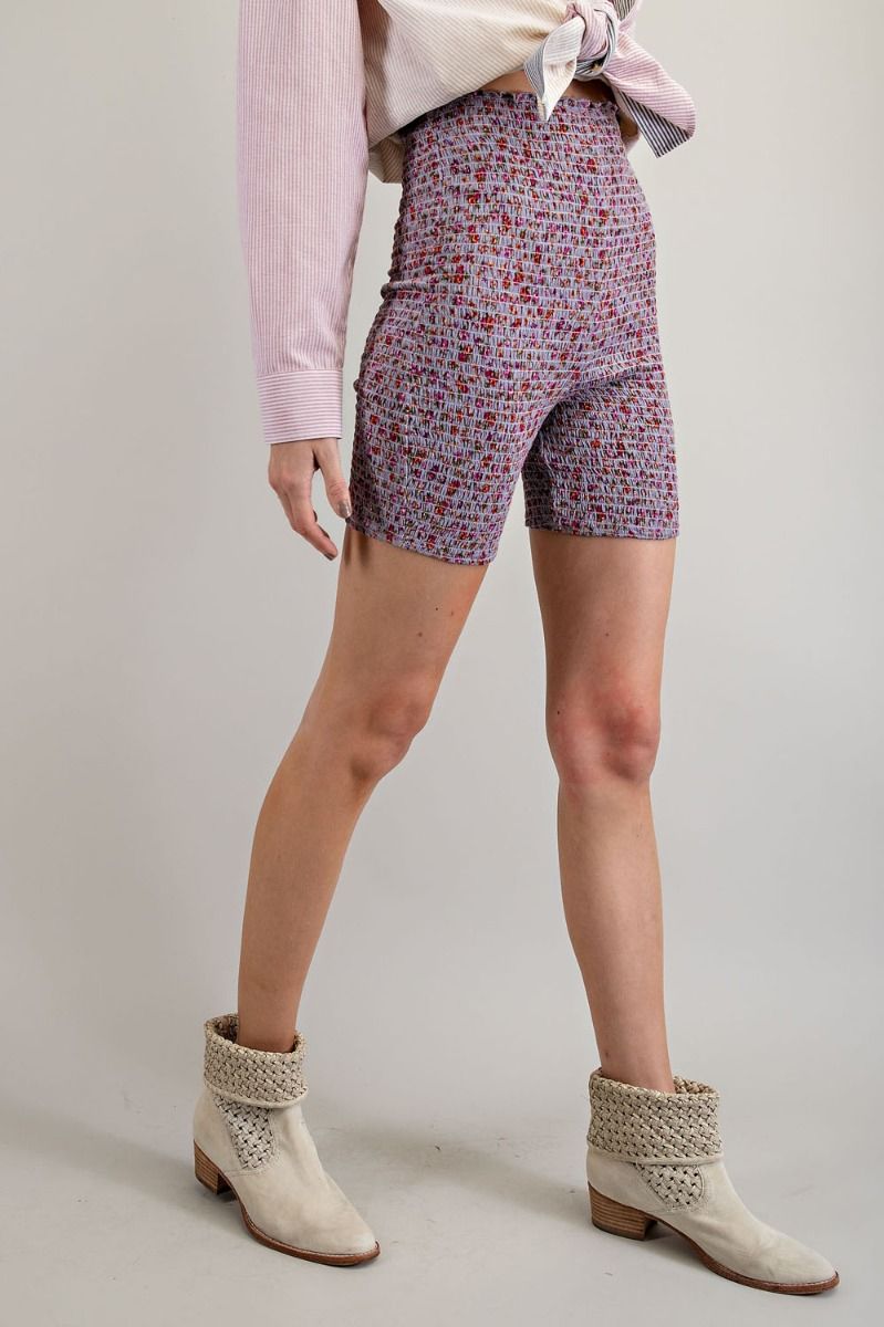 Fitted Print Shorts Lilac Grey