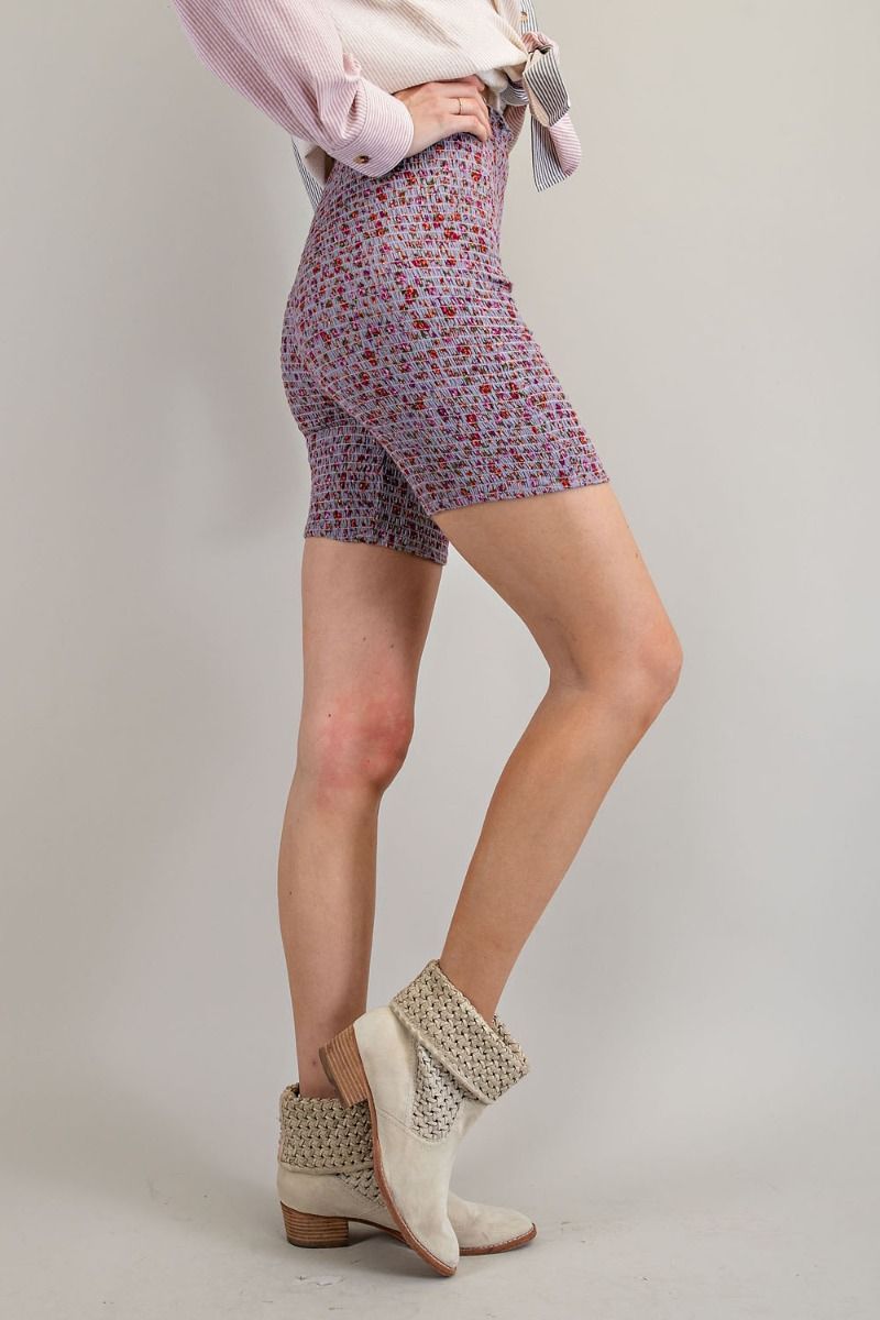 Fitted Print Shorts Lilac Grey