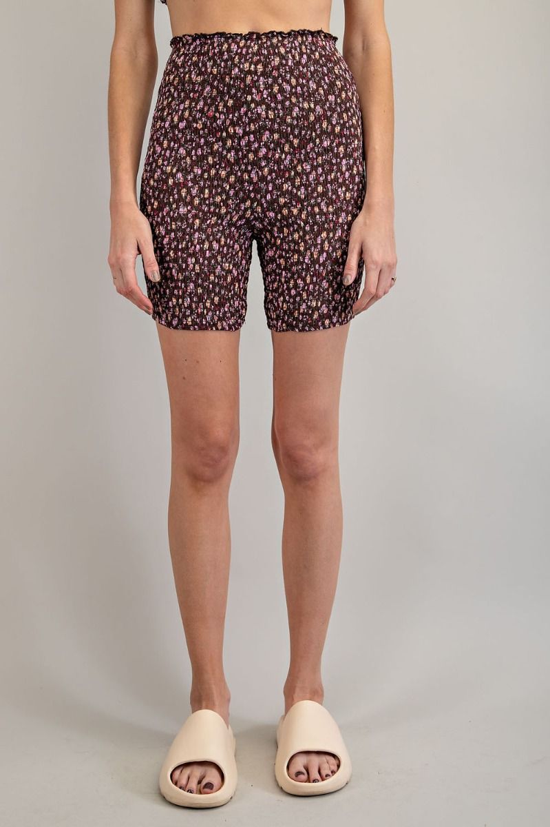 Fitted Print Shorts Espresso