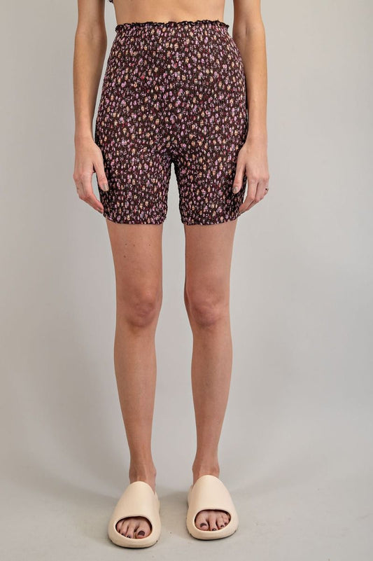 Fitted Print Shorts Espresso