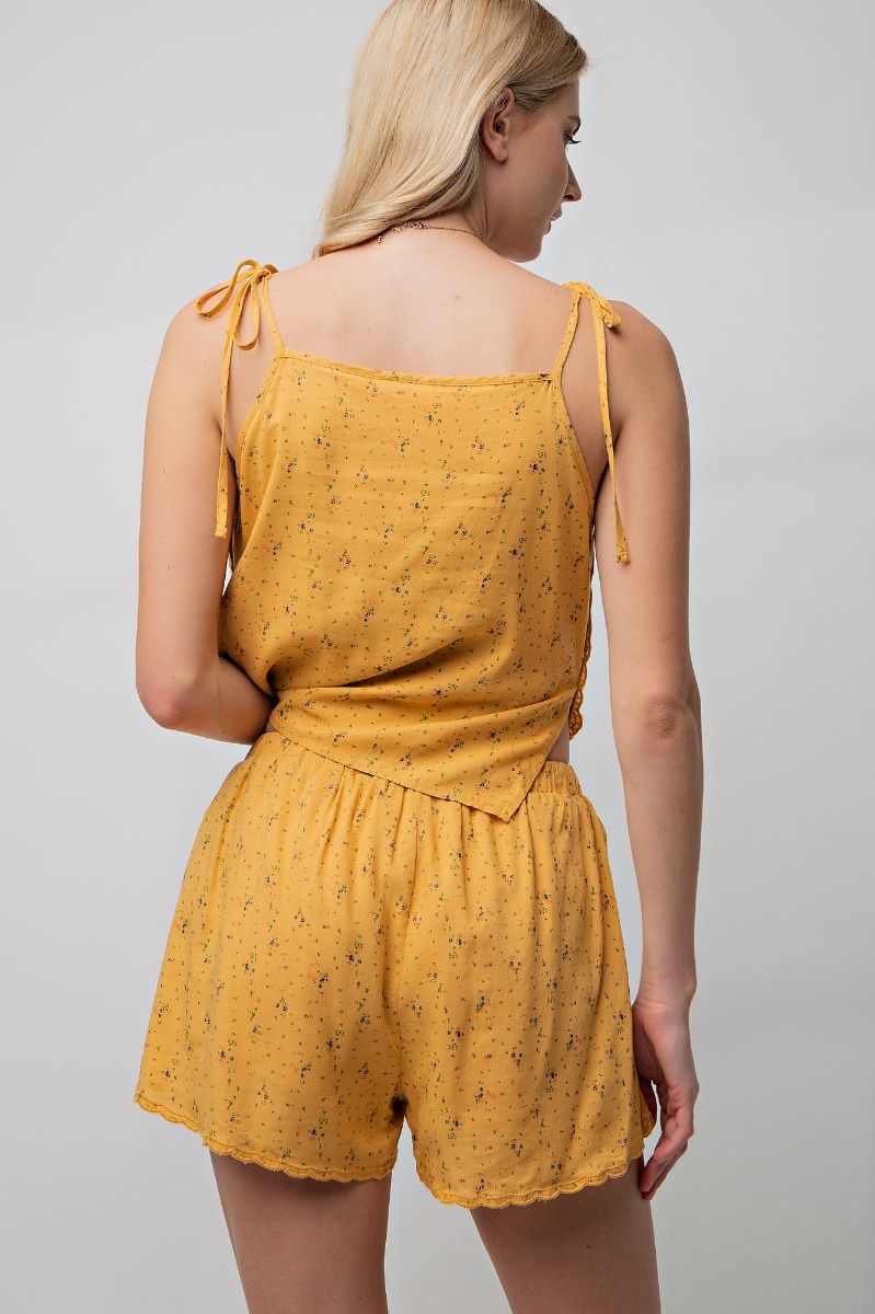 Printed Cotton Voile Lounge Shorts