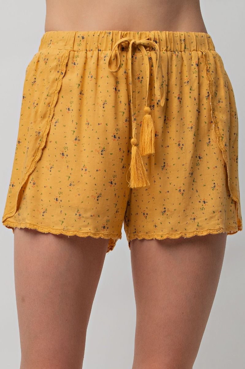 Printed Cotton Voile Lounge Shorts