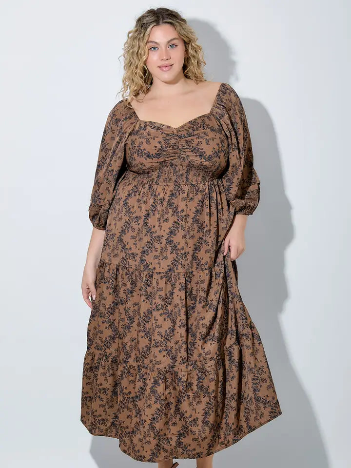 BaeVely Floral Smock Maxi Dress