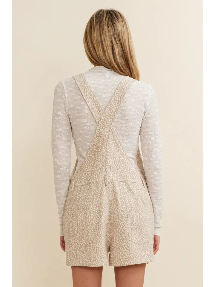 Flower Print Overall Romper