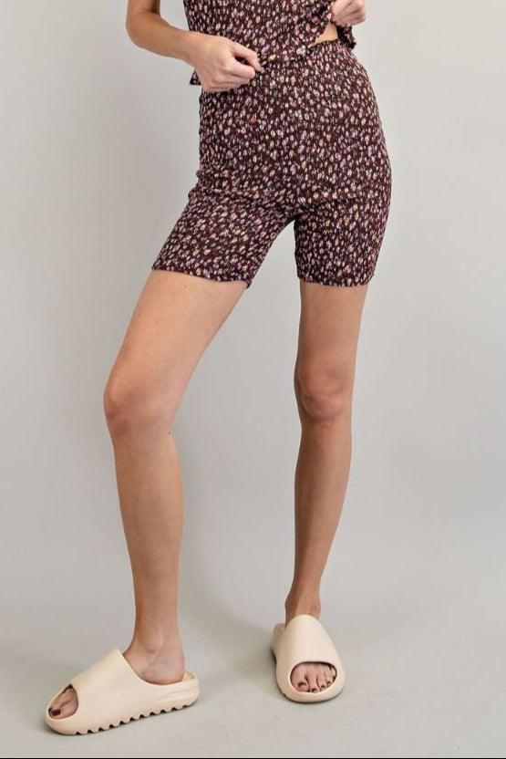 Fitted Print Shorts Espresso