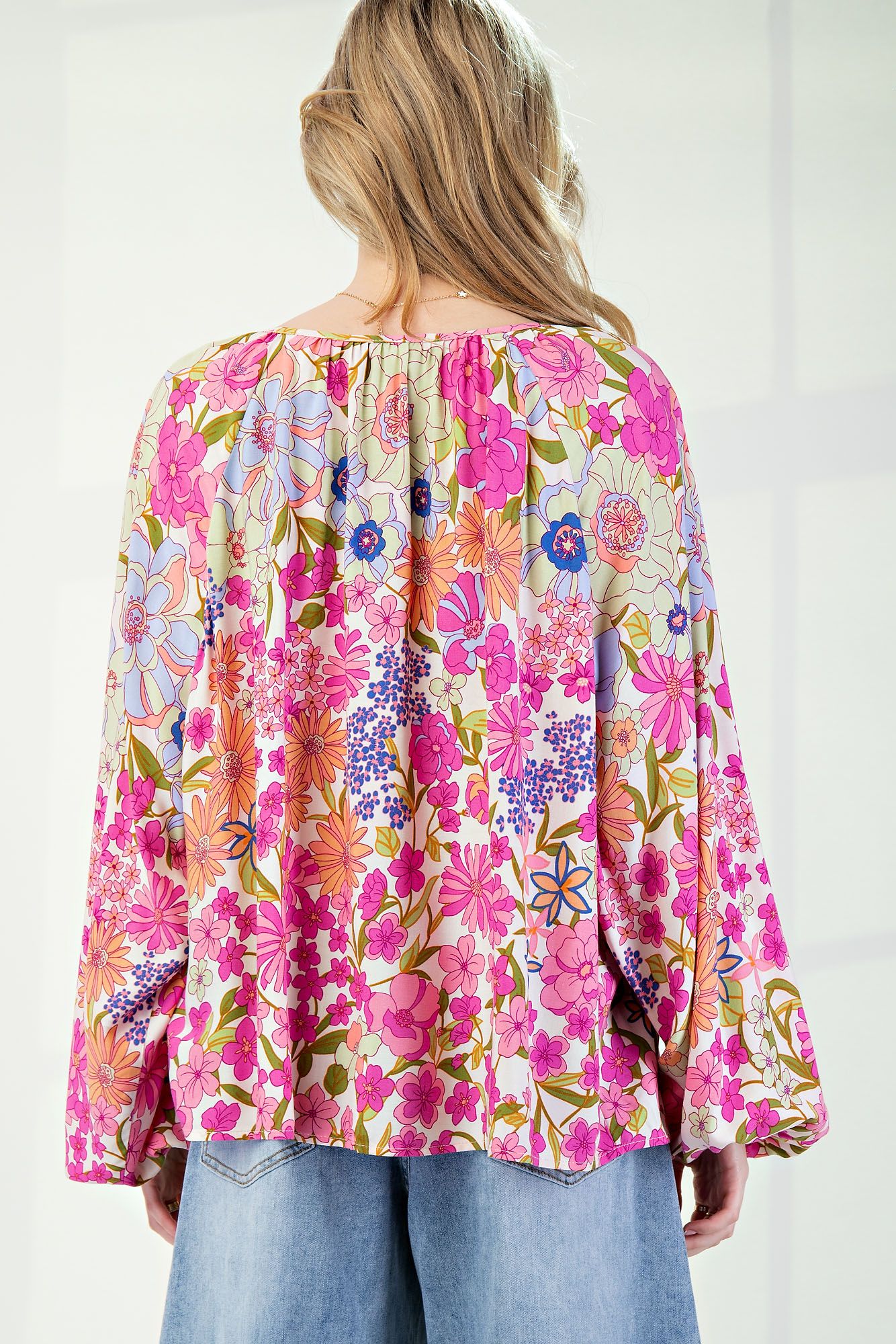 Printed Challis Loose Fit Blouse