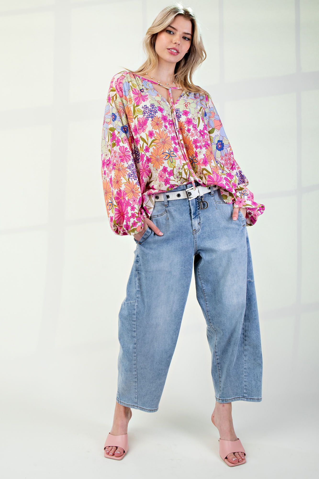 Printed Challis Loose Fit Blouse