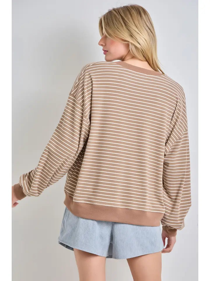 Plus Size Striped Long Sleeve Top