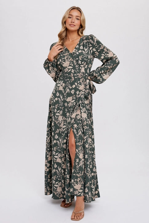 Floral Print Wrap Maxi Dress