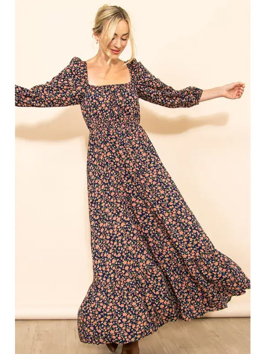 Reversible Floral Wide Flare Maxi Dress