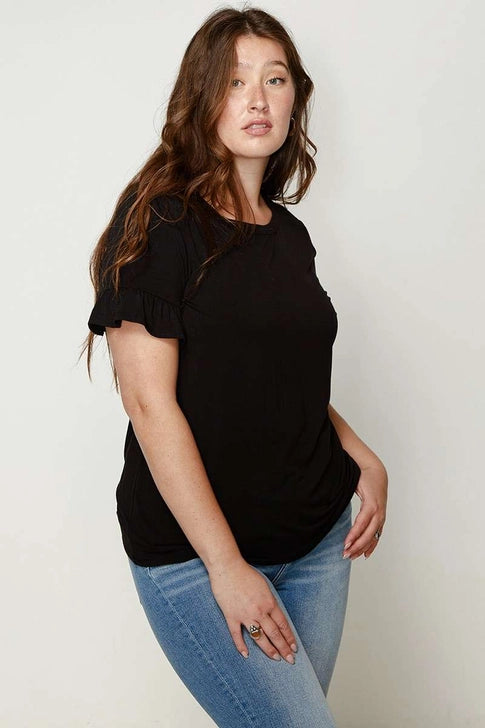 Plus size Bamboo Ruffle Sleeve Top