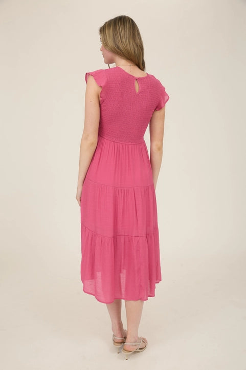 Smocked Tiered Midi Dress