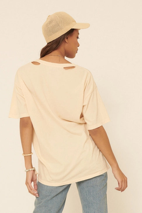 Find Your Path Distressed Oversized Graphic Tee