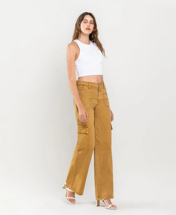 High Rise Utility Cargo Wide Jeans