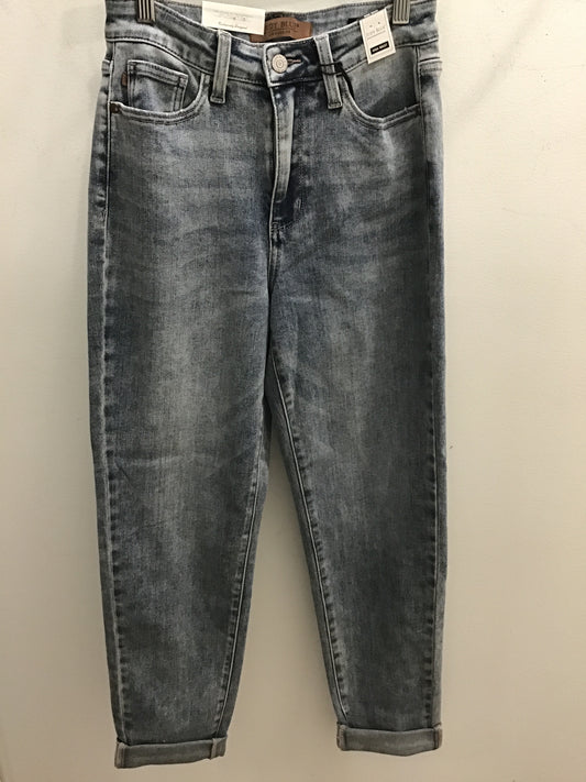 Vintage Wash Double Roll Cuff Boyfriend Jeans