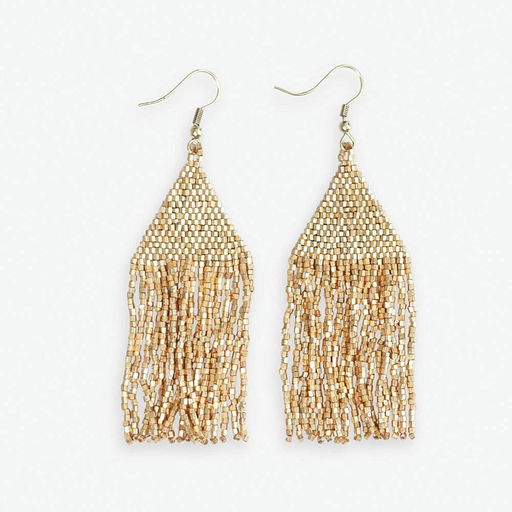 Ink Alloy Beaded Fringe Dangle Earrings