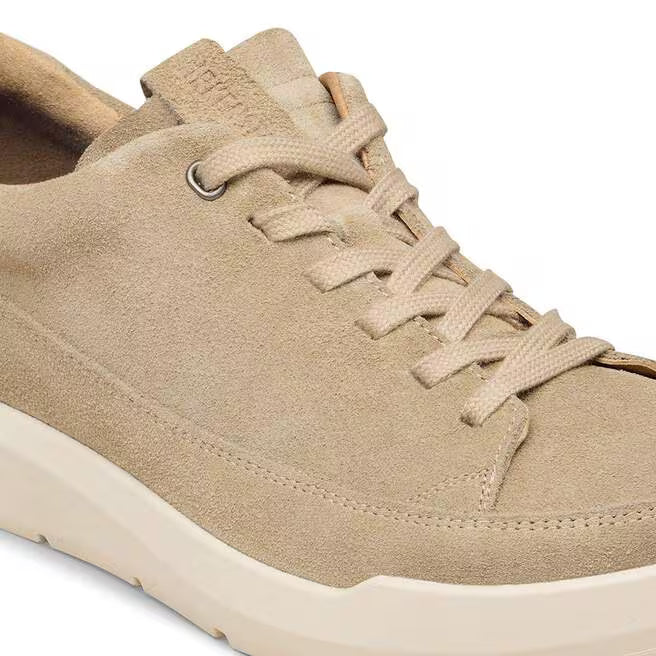 Birkenstock Melbourne Suede Leather Tennis Shoe-Taupe