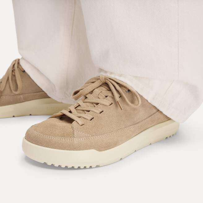 Birkenstock Melbourne Suede Leather Tennis Shoe-Taupe