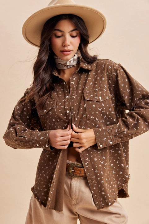 Floral Shacket - Mocha