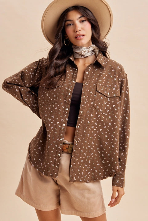 Floral Shacket - Mocha