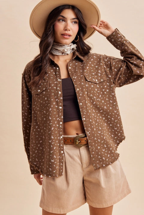 Floral Shacket - Mocha