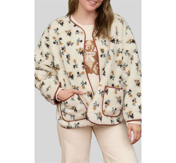 Floral Print Faux Shearling Jacket