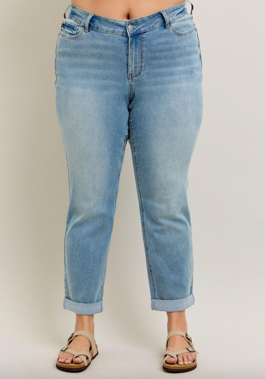 Plus Cool Denim Cuff Boyfriend Jeans