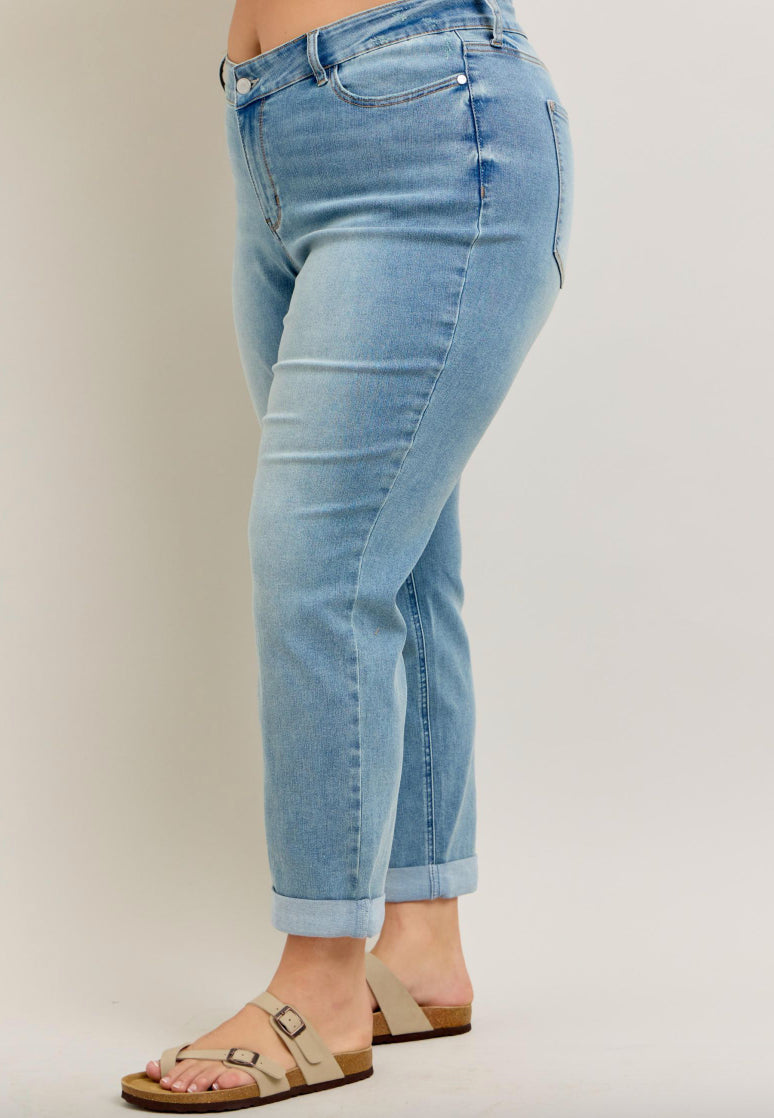Plus Cool Denim Cuff Boyfriend Jeans