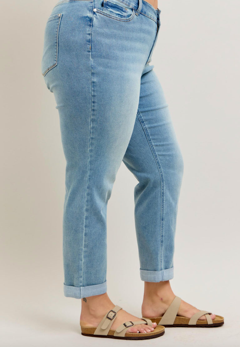 Plus Cool Denim Cuff Boyfriend Jeans