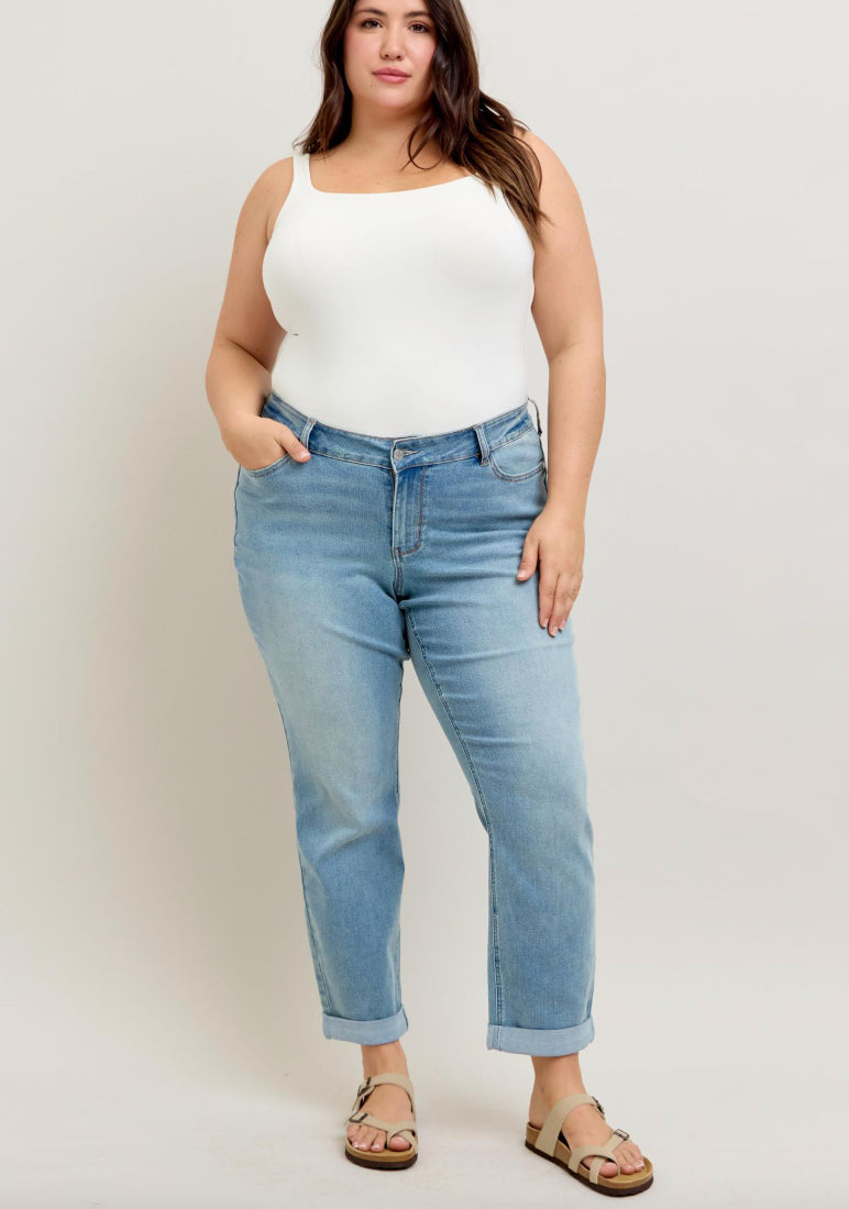 Plus Cool Denim Cuff Boyfriend Jeans